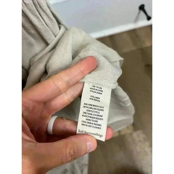 Soft Surroundings Tiered Linen Blend Maxi Dress Size 10 Sleeveless Beige Long - Picture 9 of 12